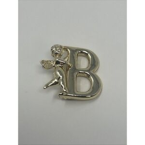 Vintage Luca Razza Goldtone Cherub Angel Initial Letter "B"Brooch Pin